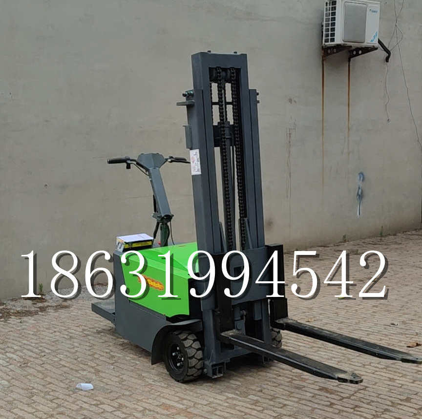 阳江市优程全电动叉车插腿式堆高车液压装卸车1.5吨升高小型站驾式铲车
